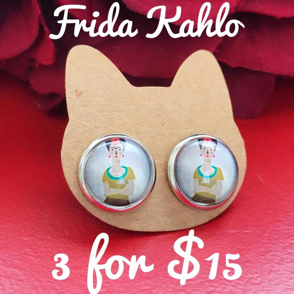 3 for $15 Frida Kahlo Dome Stud Earrings NWT